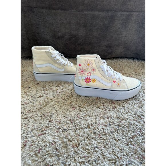 Vans Womens Yellow Sk8 tapered stackform Shoes 7 High top floral sneaker lace up - Picture 1 of 7